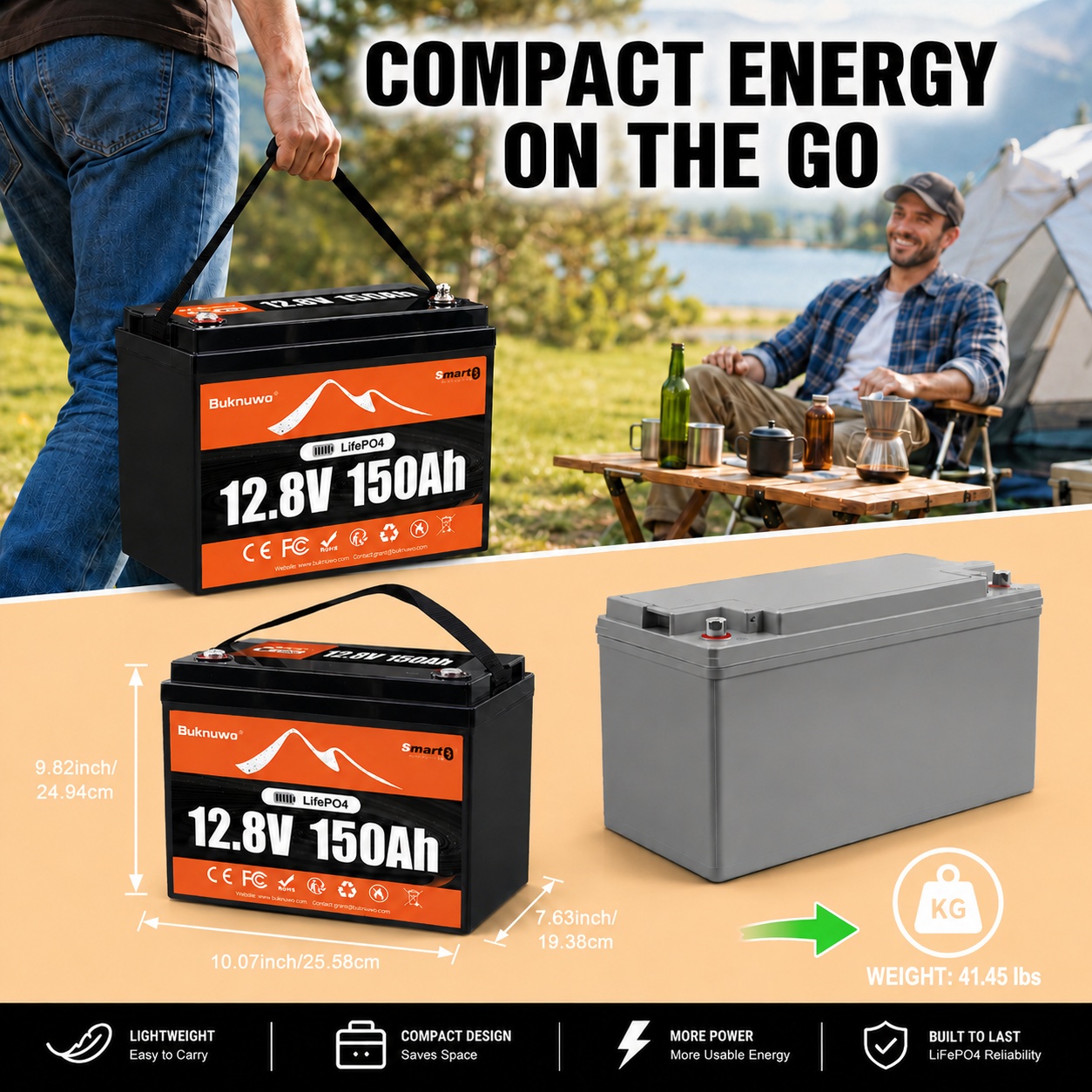 Buknuwo Smart 12V/12.8V 150Ah  - Outdoor Power Inc 评论和价格