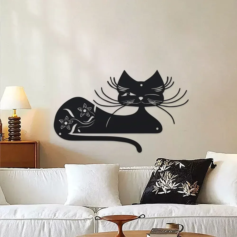 1pc Elegant Black Cat Metal Wa - Outdoor Powerwall 评论和价格