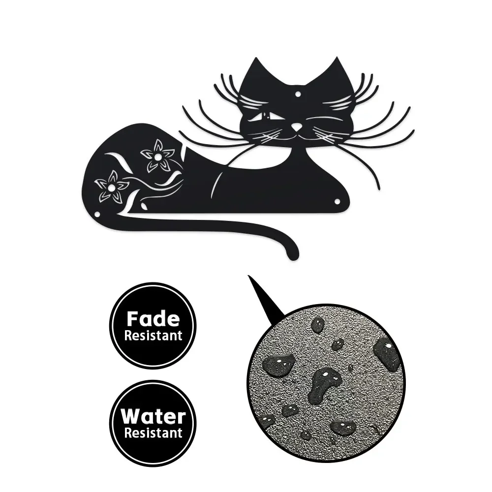 1pc Elegant Black Cat Metal Wa - Outdoor Powerwall 评论和价格