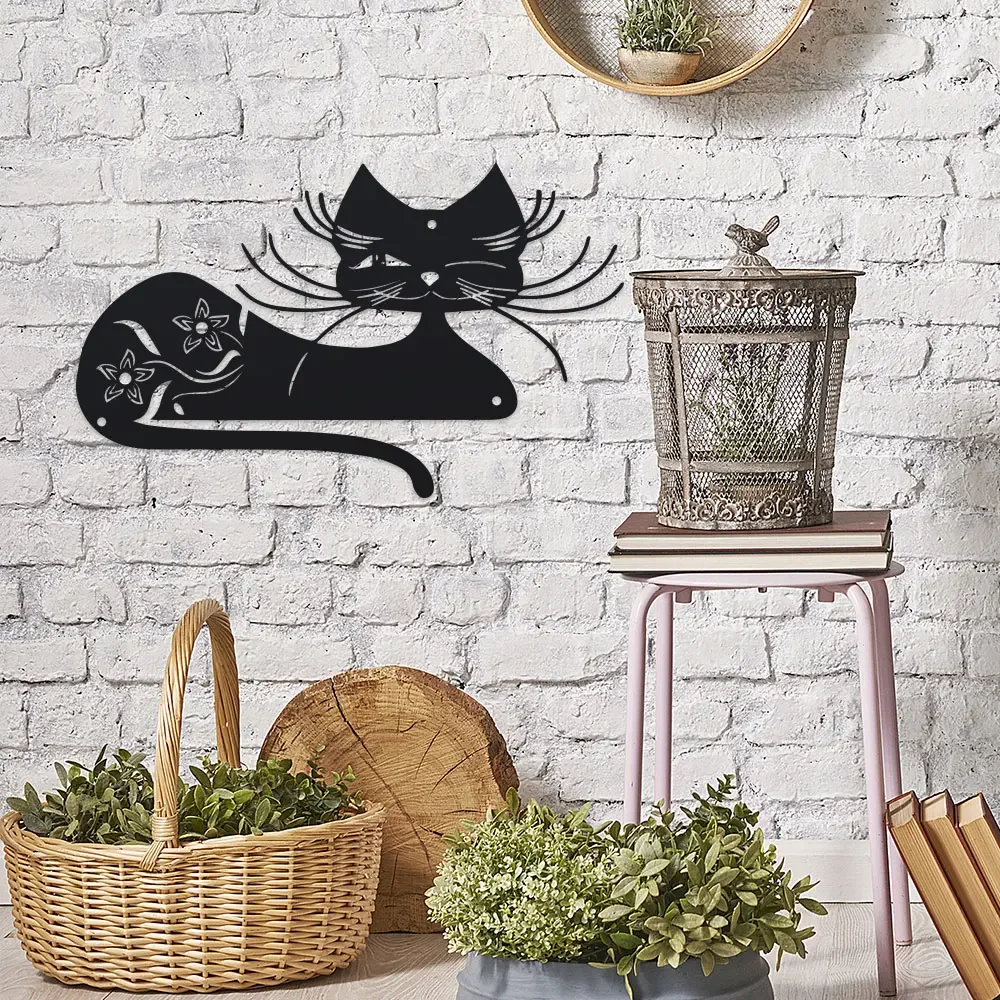 1pc Elegant Black Cat Metal Wa - Outdoor Powerwall 评论和价格