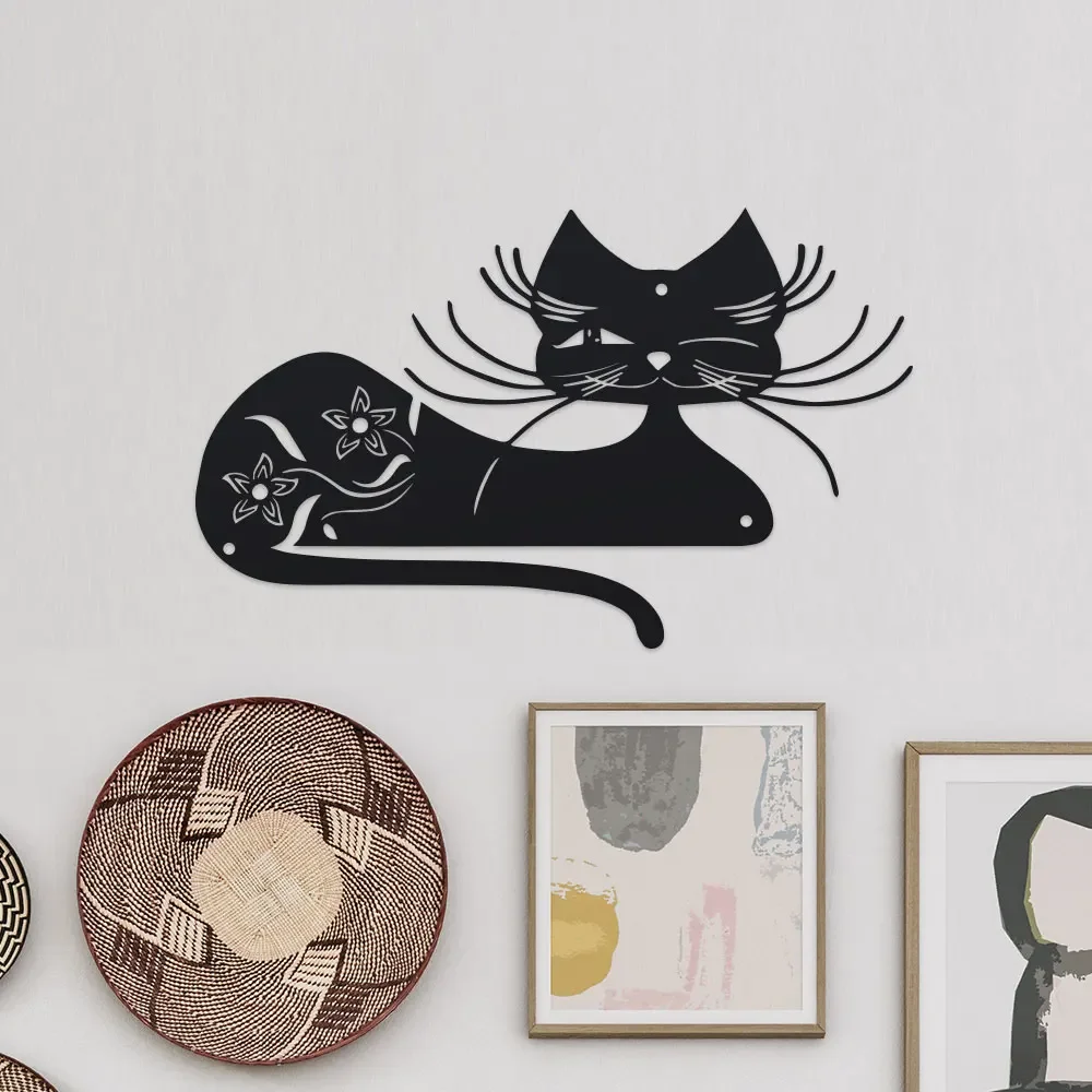 1pc Elegant Black Cat Metal Wa - Outdoor Powerwall 评论和价格