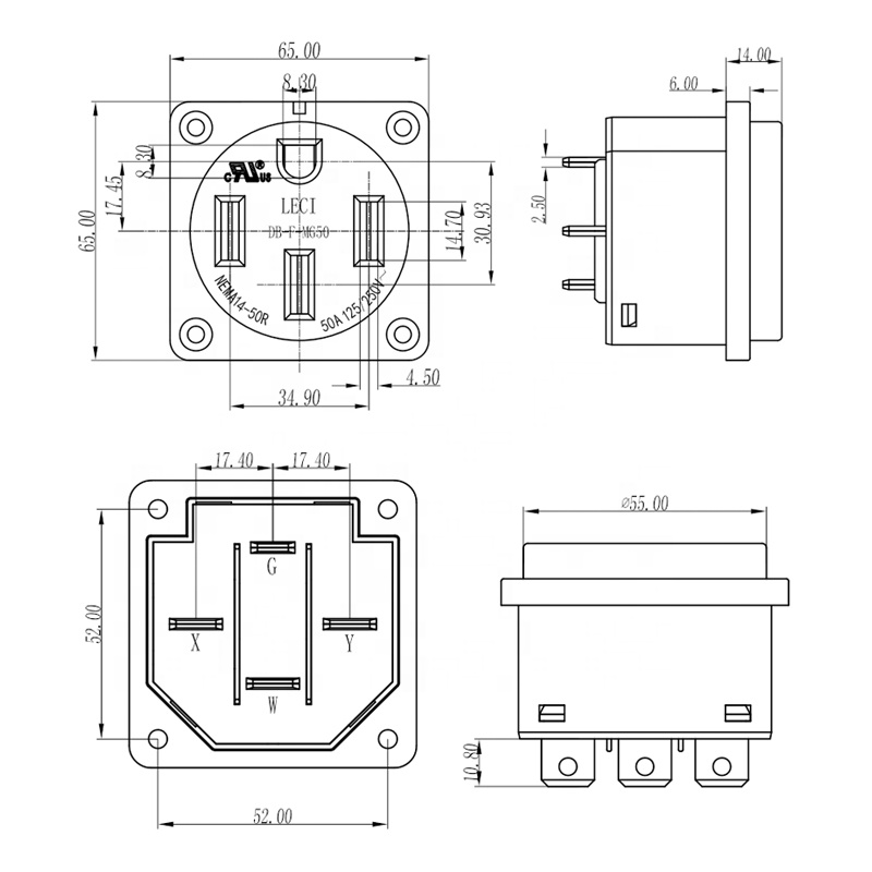 NEMA 14-50R Receptacle 50 Amp  - Outdoor Power Receptacle 评论和价格