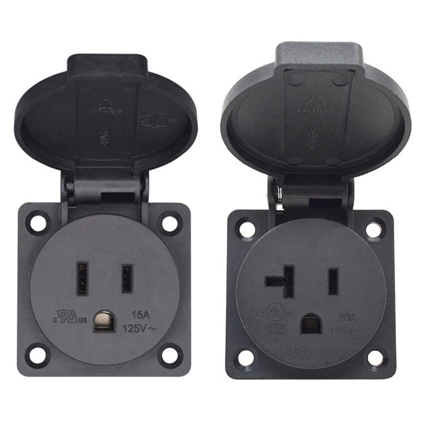 Black 125V 15A 20A IP44 CE Ame - Outdoor Power Receptacle 评论和价格